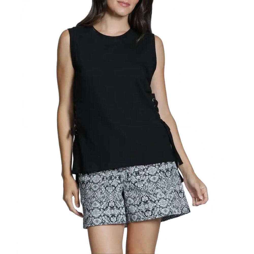 NEW APNY sleeveless lace up tee in black